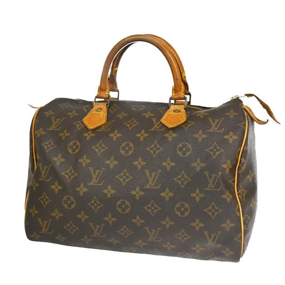 Authentic LOUIS VUITTON Speedy 30 Travel Hand Bag Monogram Leather Brown - Picture 1 of 16